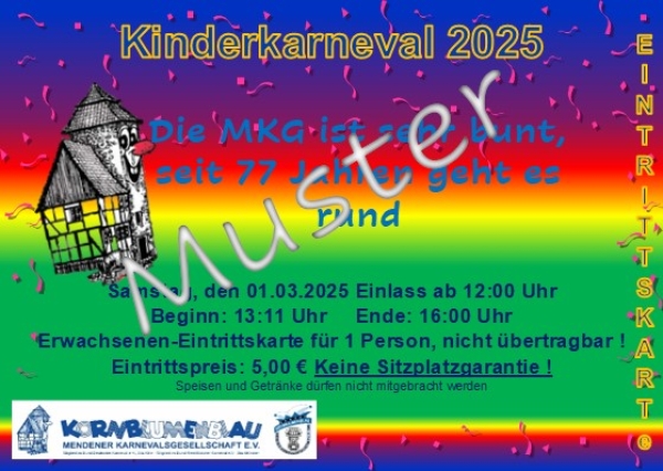 Erwachsenenticket Kinderkarneval - 01.03.2025